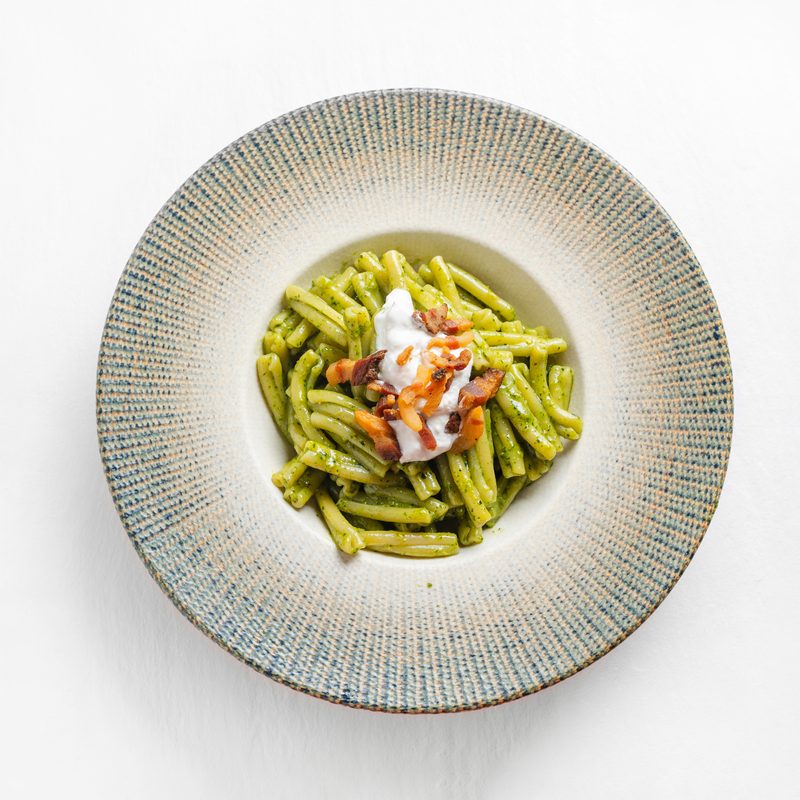 Casarecce with Pesto & Pancetta